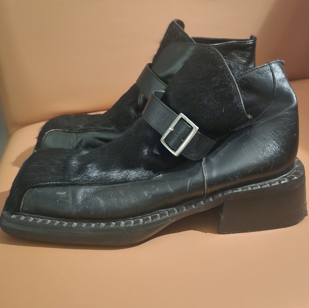 Size 11 Luxury Vintage 3/4 Ponyhair Square Toe boot...rare